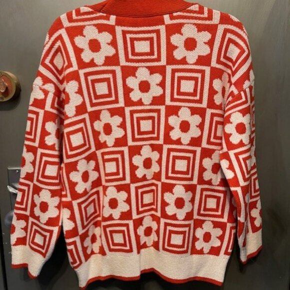 RETRO KNIT JACQUARD FLORAL CARDIGAN - Picture 14 of 16